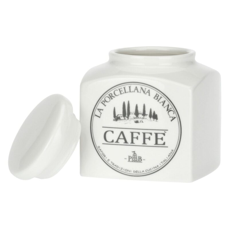 Barattolo Caffè 1,1L LA PORCELLANA BIANCA in porcellana bianca. Elegante, capiente e perfetto per conservare il caffè con stile.
