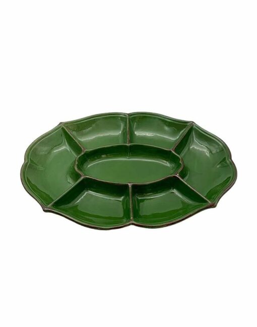 antipastiera verde ovale maiolica