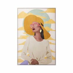 Quadro moderno donna “Lady Sunset”. Stampa moderna dai colori vivaci, perfetta per illuminare ambienti contemporanei con un tocco fashion e decorativo.