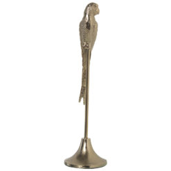 Scultura “Pappagallo Platino” CAMACHO. Decorazione elegante con finitura platino, ideale per arricchire ambienti moderni con un tocco luminoso e raffinato.