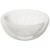 Cestino Portafrutta “Linea Aria” CAMACHO. Metallo bianco dal design moderno, ideale per frutta e decorazioni. Elegante, leggero e perfetto per ogni cucina.