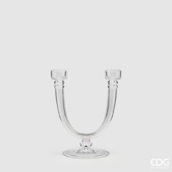 Candelabro due fuochi EDG in vetro: design elegante e moderno, perfetto per creare atmosfere luminose e raffinate in ogni ambiente.