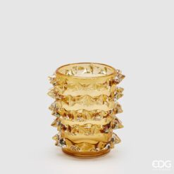 Vaso “Punte Ambra” 23 cm EDG. Vetro decorativo dal design moderno e tridimensionale, perfetto per arricchire ambienti contemporanei con calore e stile.