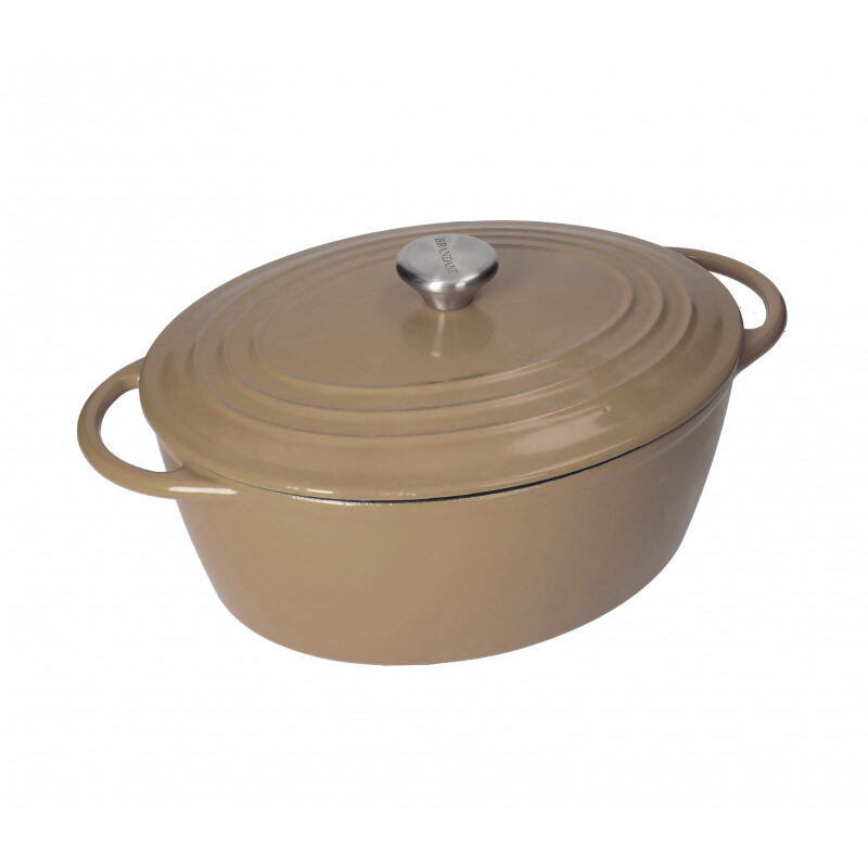 Casseruola Ovale in Ghisa Smaltata Tortora BRANDANI