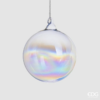 Pallina natalizia EDG in vetro iridescente. Effetto arcobaleno cangiante per un albero moderno ed elegante. Vetro soffiato di alta qualità e design minimalista. Acquista ora!