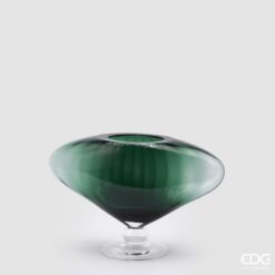 Vaso in vetro bombato verde EDG: design moderno e sfumato, perfetto per decorare ambienti minimal e naturali con un tocco elegante e contemporaneo.