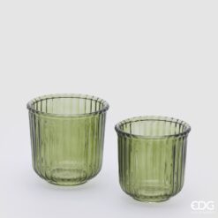 Coppia Vasi Cilindro Verde Scuro EDG