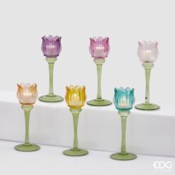 Portacandela in Vetro Tulipano 22cm EDG