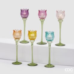 Portacandela in Vetro Tulipano 27cm EDG