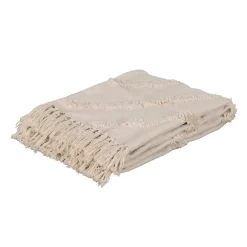 Coperta in Cotone con Decoro Avorio IXIA