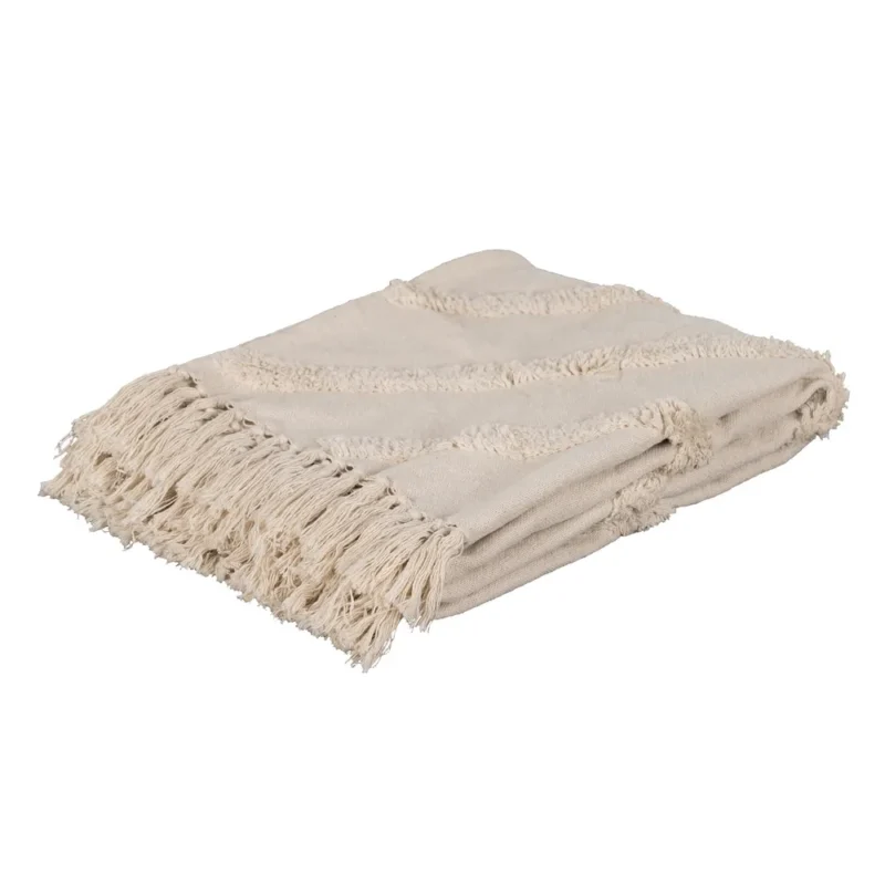 Coperta in Cotone con Decoro Avorio IXIA