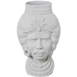 Vaso Volto Uomo in ceramica effetto sabbiato Camacho: design scultoreo, artigianale e raffinato. Eleganza e cultura in un unico pezzo decorativo.