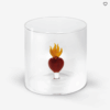Bicchiere in vetro 250 ml con Cuore Sacro WD Lifestyle. Leggero, resistente e decorativo, perfetto per bevande o come oggetto simbolico d’arredo.