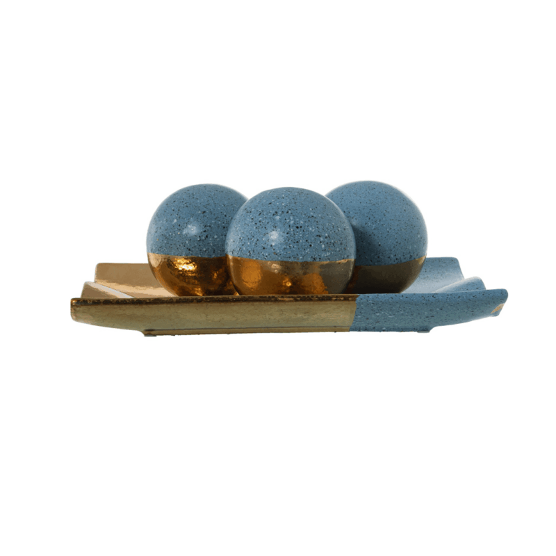 Alternative view of Centrotavola Rettangolare Oro e Azzurro CAMACHO