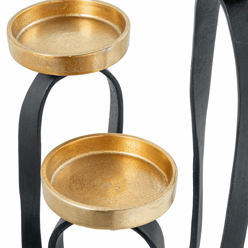 Candelabro a tre colonne Nero e Oro Camacho - immagine 3