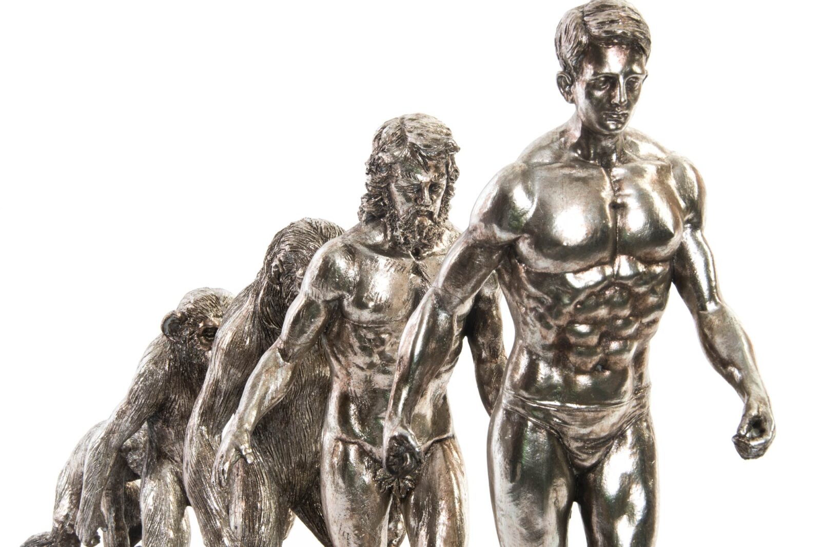 ITEM Scultura Evoluzione dell'Uomo in Resina Argentata - immagine 3