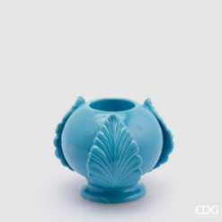 Portacandela pumo pugliese azzurro EDG: ceramica smaltata, decorazione luminosa dal fascino mediterraneo. Made in Italy.