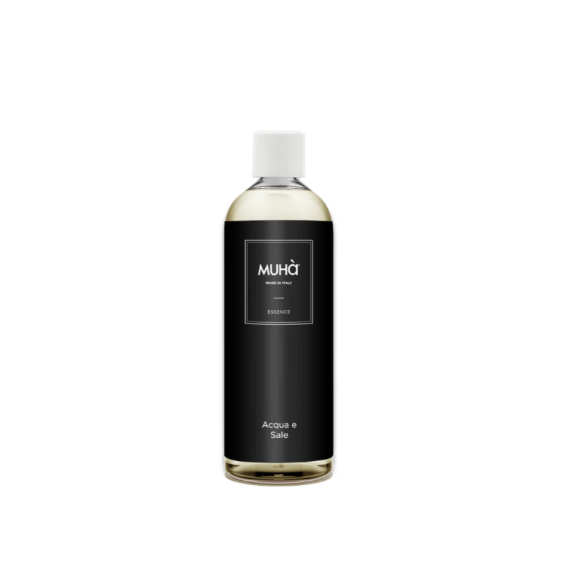 Ricarica profumatore “Acqua e Sale” 200 ml MUHÀ. Fragranza fresca e marina, lunga durata e diffusione costante. Ideale per rinnovare il profumo di casa.