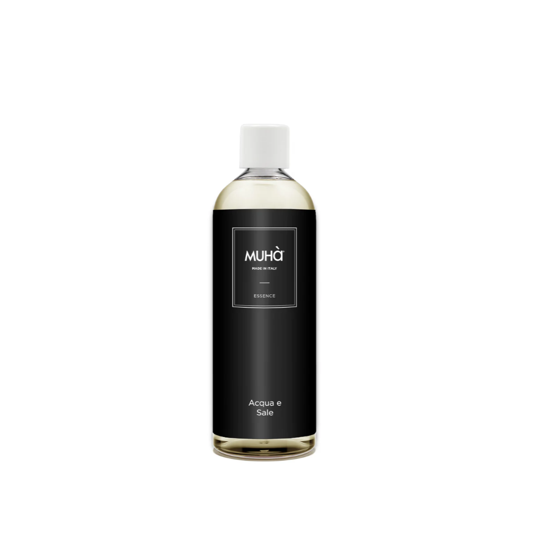 Ricarica profumatore “Acqua e Sale” 200 ml MUHÀ. Fragranza fresca e marina, lunga durata e diffusione costante. Ideale per rinnovare il profumo di casa.