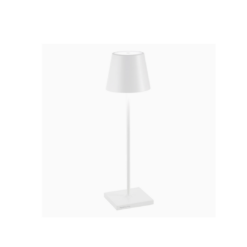 Poldina Bianca ZAFFERANO: lampada da tavolo ricaricabile, LED dimmerabile e design moderno. Perfetta per interni ed esterni.