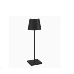 Poldina Nera ZAFFERANO: lampada da tavolo ricaricabile, LED dimmerabile e design moderno. Perfetta per interni ed esterni.