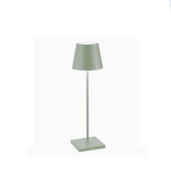 Poldina Salvia ZAFFERANO: lampada da tavolo ricaricabile, LED dimmerabile e design moderno. Perfetta per interni ed esterni.