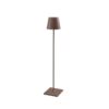 Poldina Pro XXL Corten ZAFFERANO: lampada da terra ricaricabile, LED dimmerabile e design moderno. Perfetta per interni ed esterni.