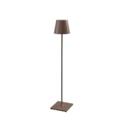 Poldina Pro XXL Corten ZAFFERANO: lampada da terra ricaricabile, LED dimmerabile e design moderno. Perfetta per interni ed esterni.