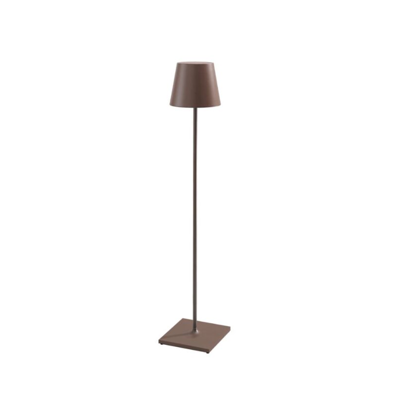 Poldina Pro XXL Corten ZAFFERANO: lampada da terra ricaricabile, LED dimmerabile e design moderno. Perfetta per interni ed esterni.
