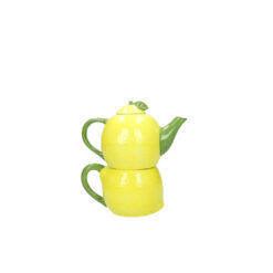 Teiera con Tazza Limone BRANDANI: set in ceramica stile agrumi, colorato e creativo, perfetto per tisane e momenti di relax.