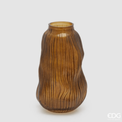 Vaso Millerighe in Vetro Marrone 32cm EDG