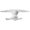 Scultura figurativa in posa yoga in resina/ceramica bianco opaco. Pezzo d'arredo design che simboleggia equilibrio e forza. Perfetta per interni moderni.