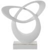 Scultura astratta anelli "Connessione Eterna". Decorazione design bianco con anelli intersecati. Oggetto d'arredo moderno e minimalista per il tuo tavolo.