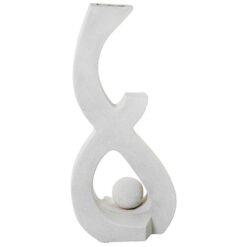 Scultura astratta ceramica beige "Flusso Armonico". Vaso decorativo moderno o oggetto d'arte minimalista. Aggiungi design, movimento e armonia