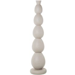 Vaso colonna metallo bianco "Torre Bianca". Vaso da terra alto scultoreo a forma di uovo/sfera. Aggiungi design minimalista ed eleganza verticale