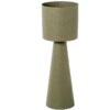 Portavasi metallo verde "Cono Foresta". Vaso da terra moderno conico in verde oliva opaco. Stand per piante scultoreo e di grande impatto visivo.