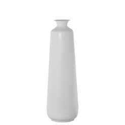 Vaso alto metallo bianco "Colonna Stretta". Vaso bottiglia design con finitura opaca e granulosa. Perfetto per decorazione verticale moderno e minimalista.