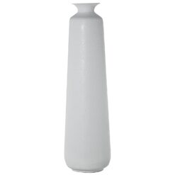Vaso alto metallo bianco "Colonna Stretta". Vaso bottiglia design con finitura opaca e granulosa. Perfetto per decorazione verticale moderno e minimalista.