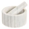 Mortaio e Pestello di Lusso in Marmo Bianco Scanalato. Accessorio cucina di design massello. Perfetto per spezie e regali. Acquista il tuo mortaio ora!