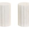 Set Sale e Pepe in Marmo Bianco Scanalato. Accessori tavola di lusso, design a colonna. Perfetto per cene eleganti e regali. Acquista il set ora!