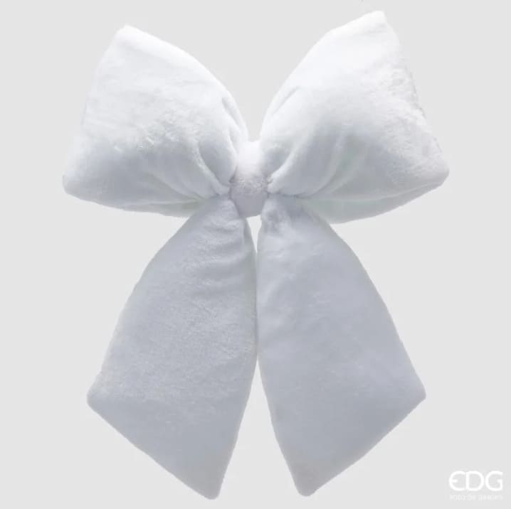 Fiocco natalizio bianco in velluto EDG: elegante, versatile e perfetto per decorare con stile alberi, ghirlande e ambienti. Scoprilo sul nostro shop online.