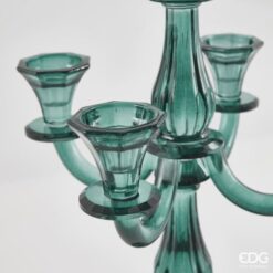 Alternative view of Candelabro in Vetro Cinque Fuochi Verde Ottanio 81cm EDG