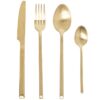 Set Posate Oro Satinato 24 pz in Acciaio Inox. Finitura opaca e design minimal per tavole moderne ed eleganti. Acquista le tue posate matt ora!