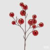 Ramo Decorativo EDG con Palline Rosse Lucide. Accessorio versatile per albero, vasi e centrotavola. Finitura a specchio per un Natale brillante!