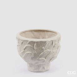 Vaso in ceramica EDG effetto stucco: design materico a rilievo in tonalità neutre. Perfetto per arredamento moderno, boho-chic e composizioni floreali di tendenza.