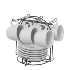 Tazzine da caffè con piattino in ceramica bianca Camacho. Eleganti, pratiche e complete di supporto. Perfette per la cucina e per servire con stile.