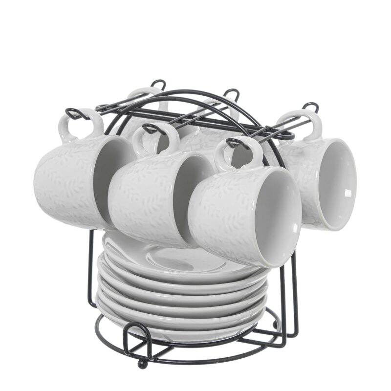 Tazzine da caffè con piattino in ceramica bianca Camacho. Eleganti, pratiche e complete di supporto. Perfette per la cucina e per servire con stile.