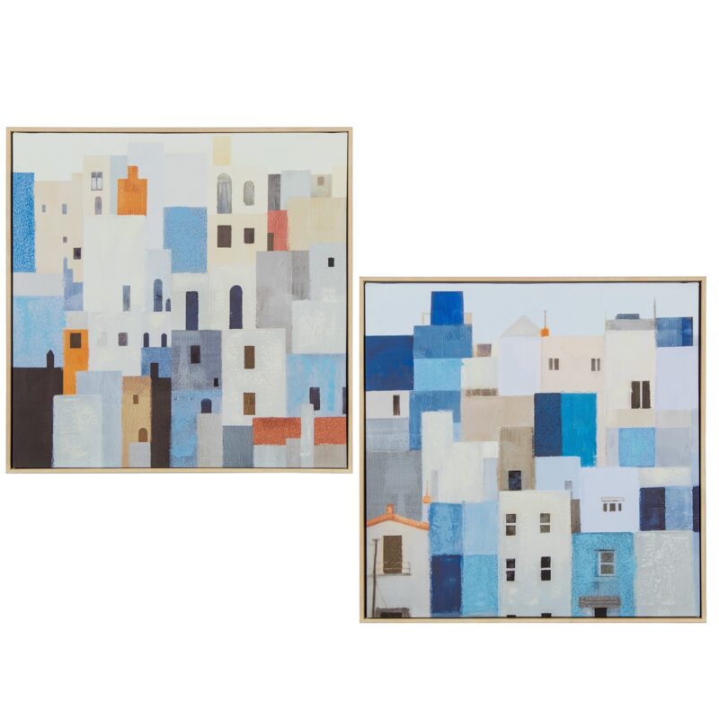Quadro astratto 50×50 cm con cornice in legno e dettagli materici. Moderno, elegante e luminoso. Perfetto per arredare con stile ogni ambiente.