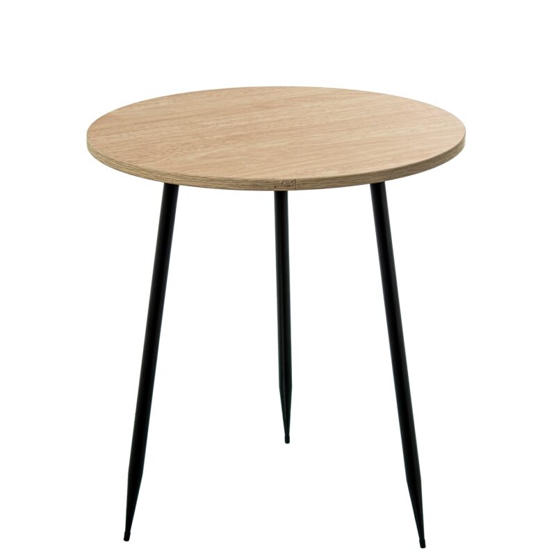Tavolino in legno con gambe in metallo Camacho. Design moderno, leggero e versatile. Perfetto per soggiorno, camera o studio, ideale per ambienti contemporanei.