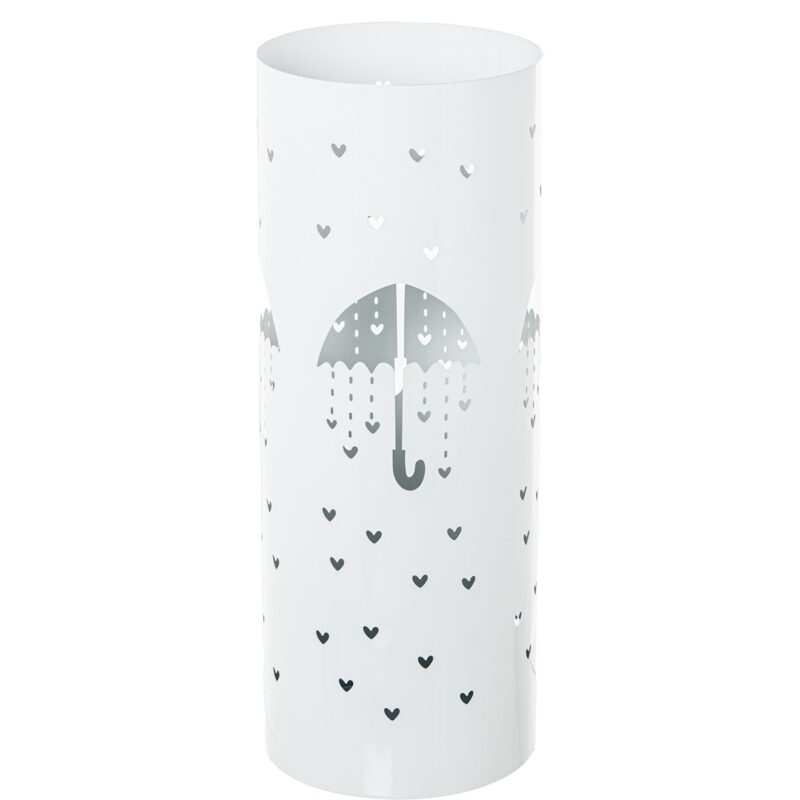 Portaombrelli in metallo bianco con cuori traforato. Elegante, moderno e accogliente. Perfetto per ingressi curati, case contemporanee, uffici e studi.